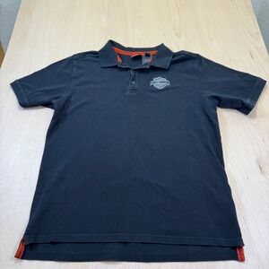 Harley Davidson Men's Black Polo Shirt Short Sleeve Genuine MotorClothes Size L‎